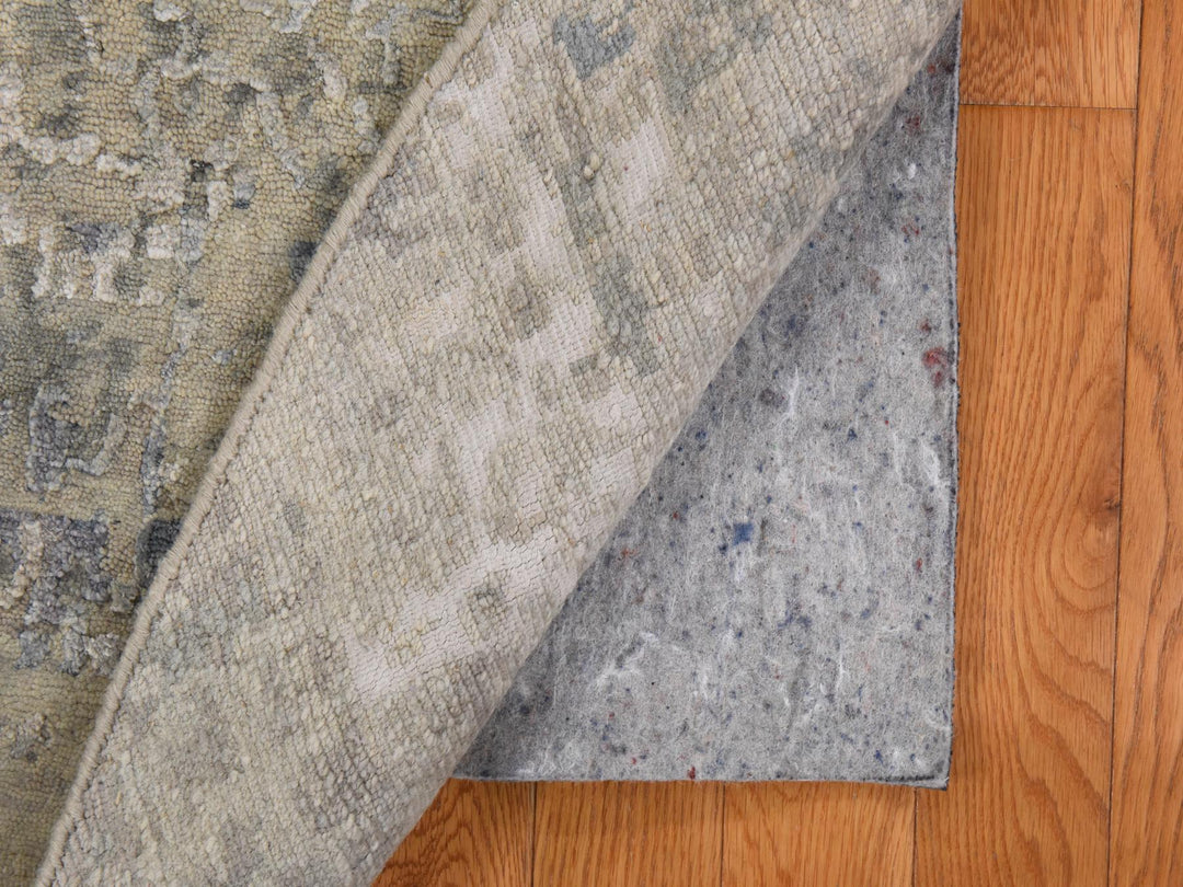 8'0" x 8'0" New Hand Knotted Beige Wool & Silk Round Oriental Rug - MOA10278861