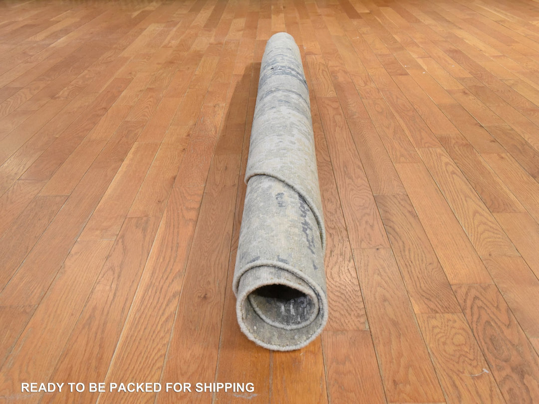 7'0" x 7'0" New Hand Knotted Beige Wool & Silk Round Oriental Rug - MOA10278863