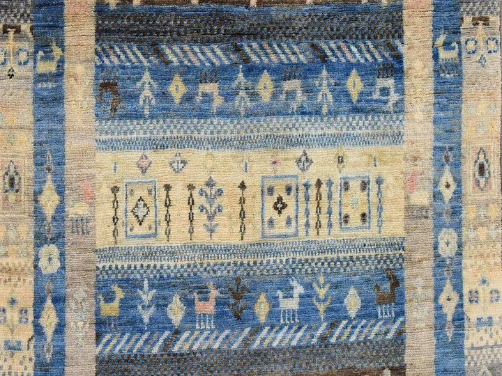 2'10" x 4'10" New Hand Knotted Blue Wool Rectangle Oriental Rug - MOA10278865