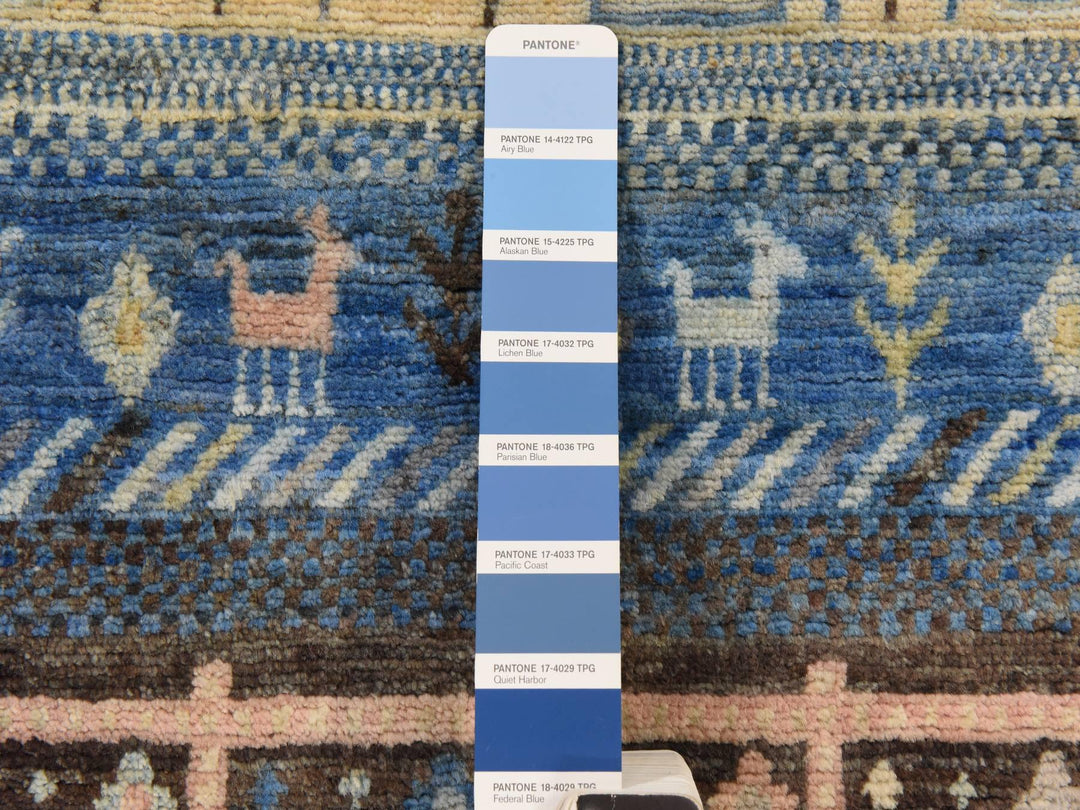 2'10" x 4'10" New Hand Knotted Blue Wool Rectangle Oriental Rug - MOA10278865