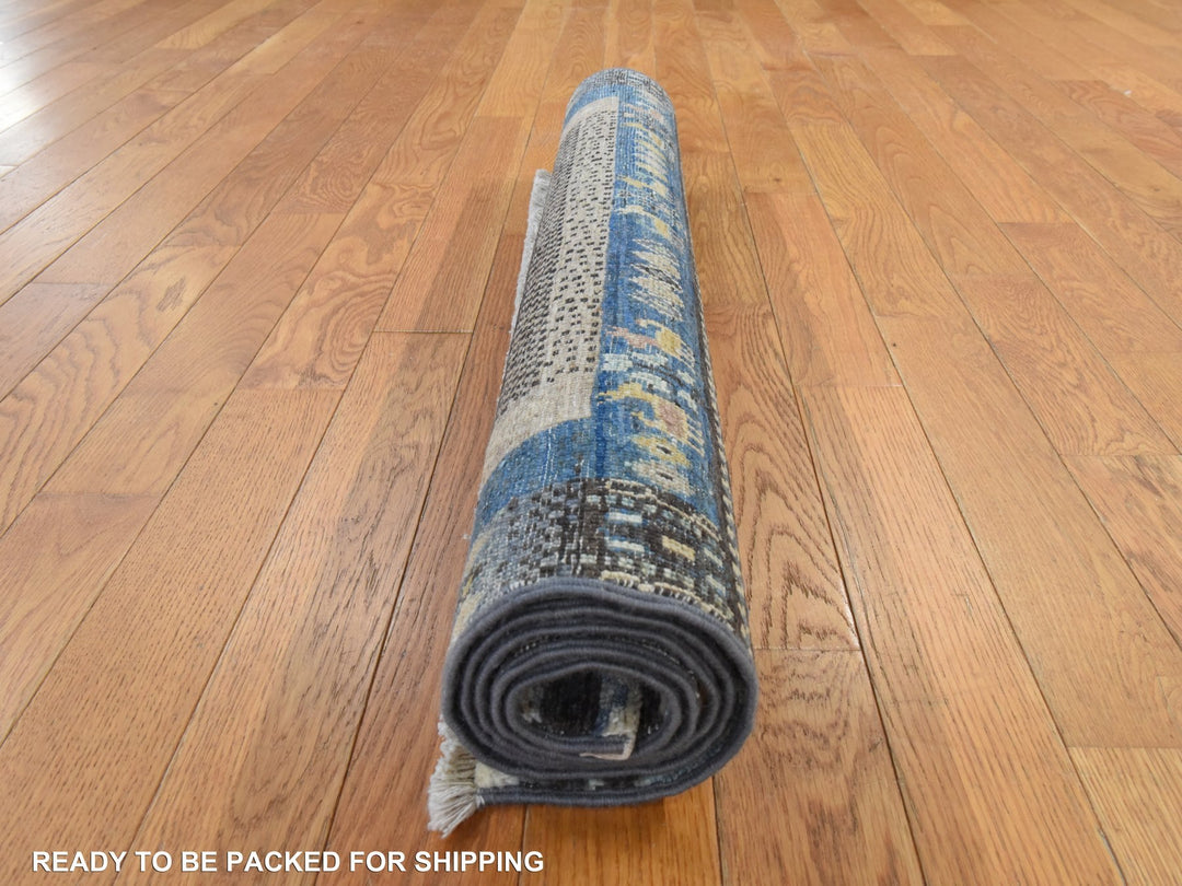 2'10" x 4'10" New Hand Knotted Blue Wool Rectangle Oriental Rug - MOA10278865