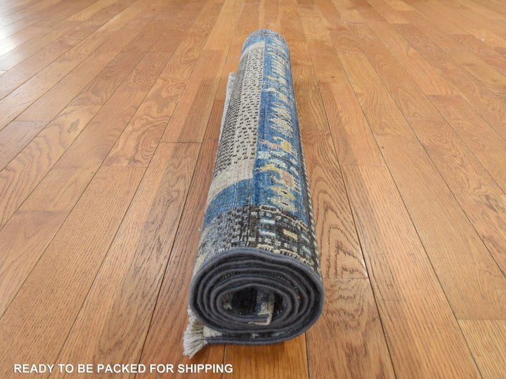 2'10" x 4'10" New Hand Knotted Blue Wool Rectangle Oriental Rug - MOA10278865