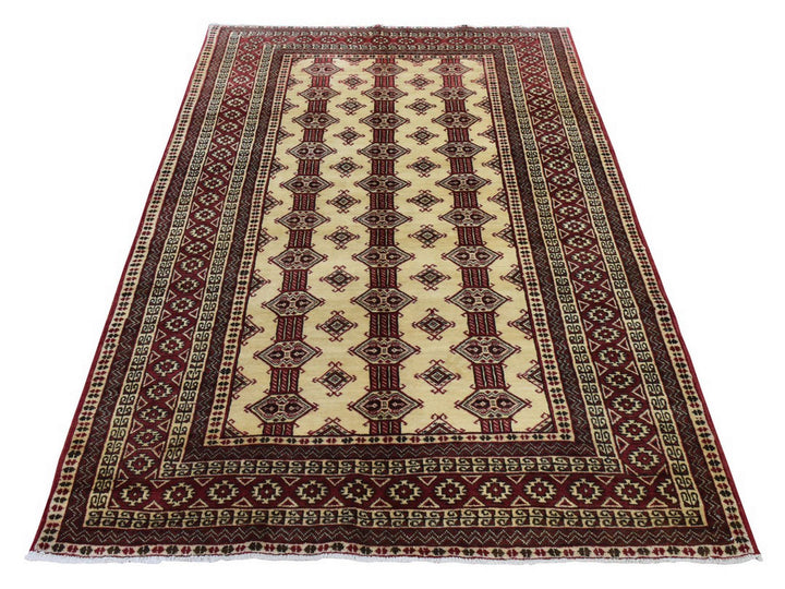 4'6" x 7'0" New Hand Knotted Ivory Wool Rectangle Oriental Rug - MOA10278866