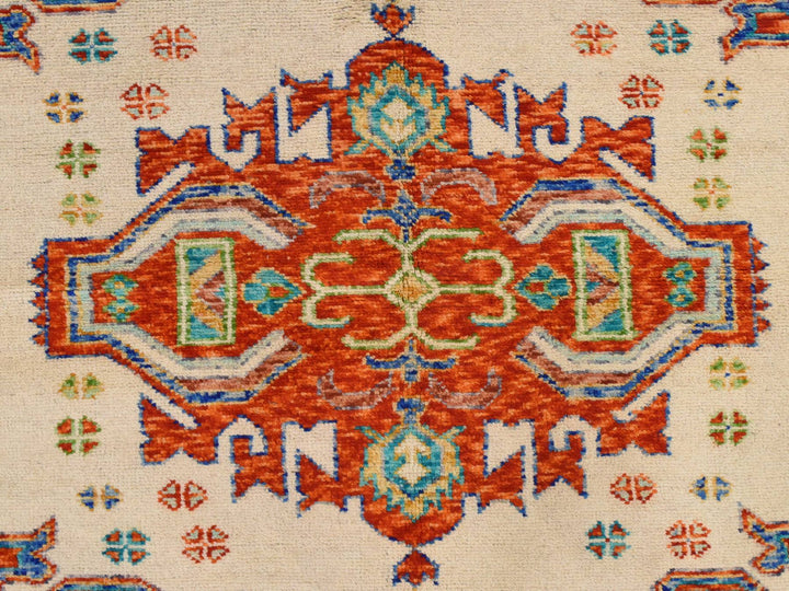5'0" x 6'7" New Hand Knotted Ivory Wool Rectangle Oriental Rug - MOA10278867