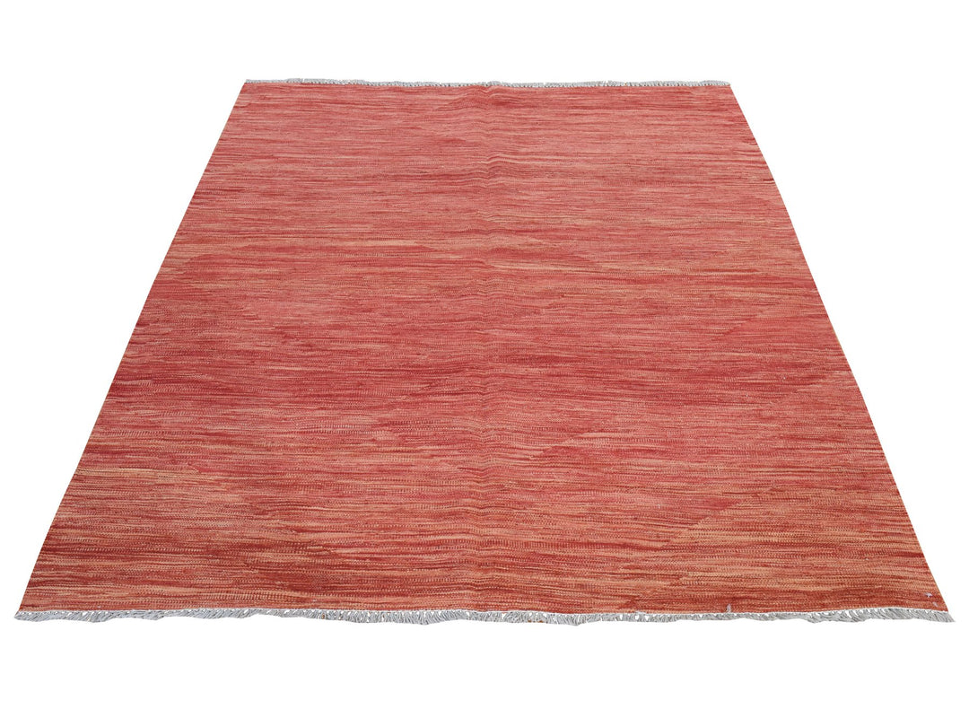5'1" x 6'7" New Hand Woven Orange Wool Rectangle Oriental Rug - MOA10278868