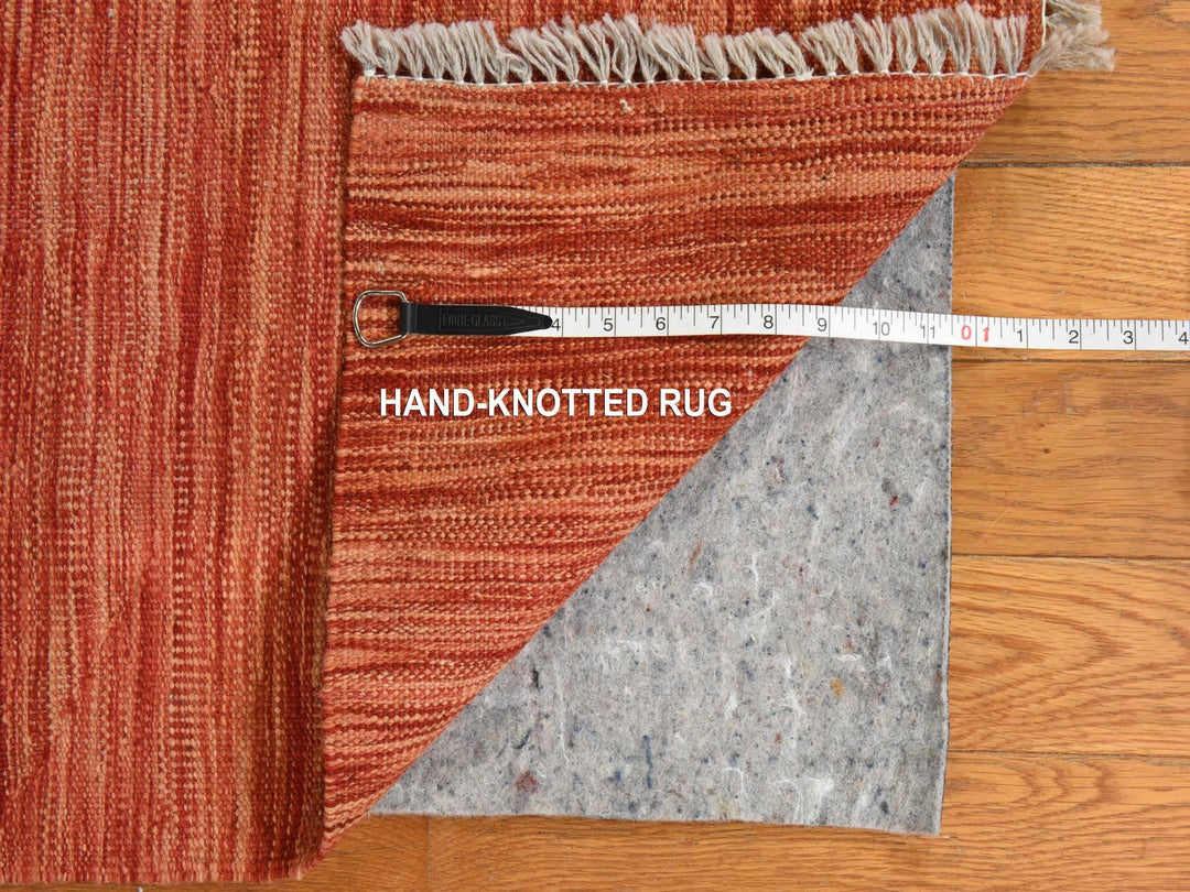 5'1" x 6'7" New Hand Woven Orange Wool Rectangle Oriental Rug - MOA10278868