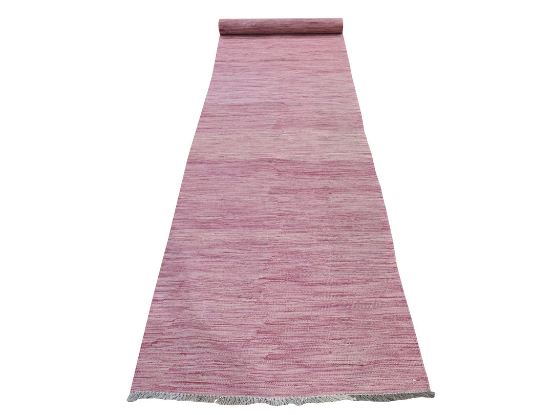 2'8" x 16'0" New Hand Woven Pink Wool Runner Oriental Rug - MOA10278869
