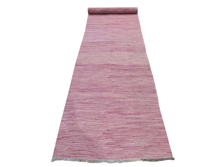 2'8" x 16'0" New Hand Woven Pink Wool Runner Oriental Rug - MOA10278869