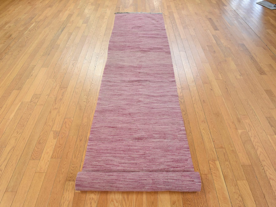 2'8" x 16'0" New Hand Woven Pink Wool Runner Oriental Rug - MOA10278869