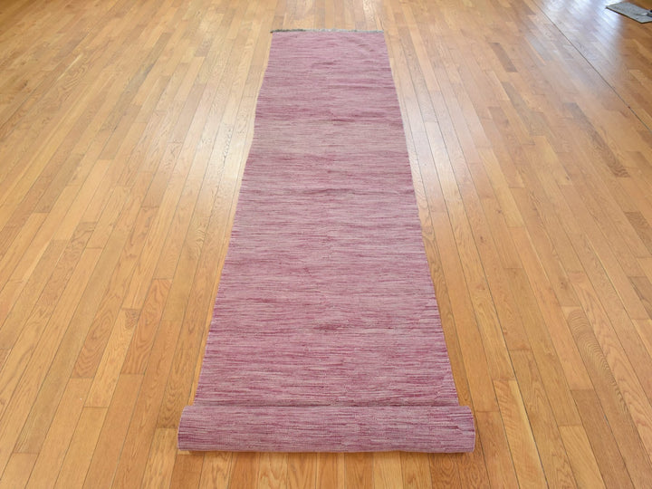 2'8" x 16'0" New Hand Woven Pink Wool Runner Oriental Rug - MOA10278869