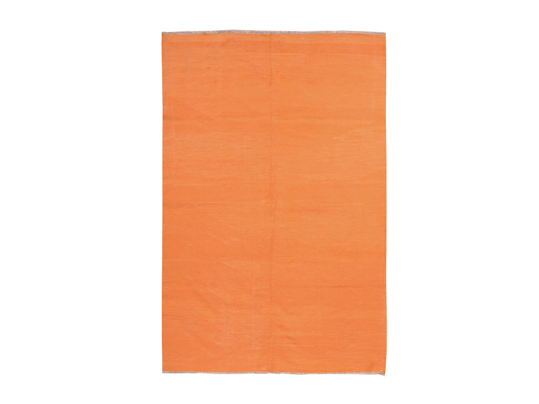 6'4" x 9'9" New Hand Woven Orange Wool Rectangle Oriental Rug - MOA10278870