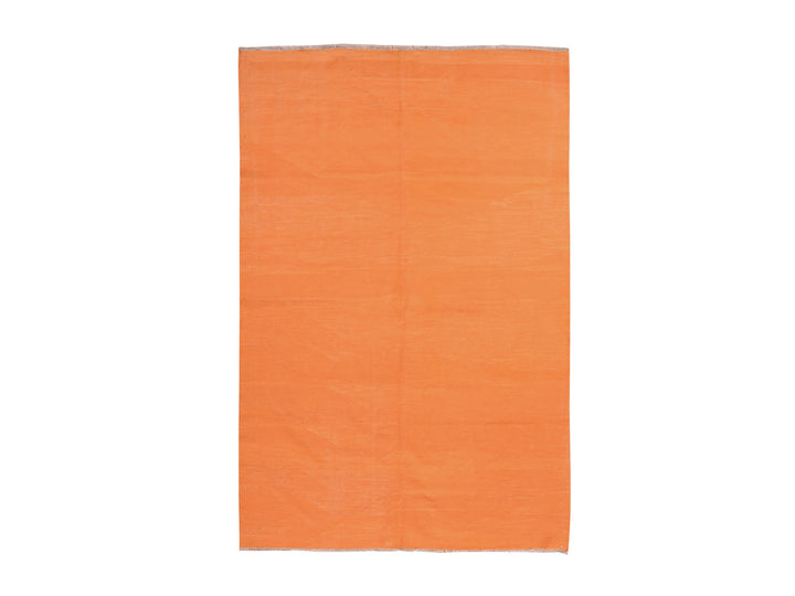 6'4" x 9'9" New Hand Woven Orange Wool Rectangle Oriental Rug - MOA10278870