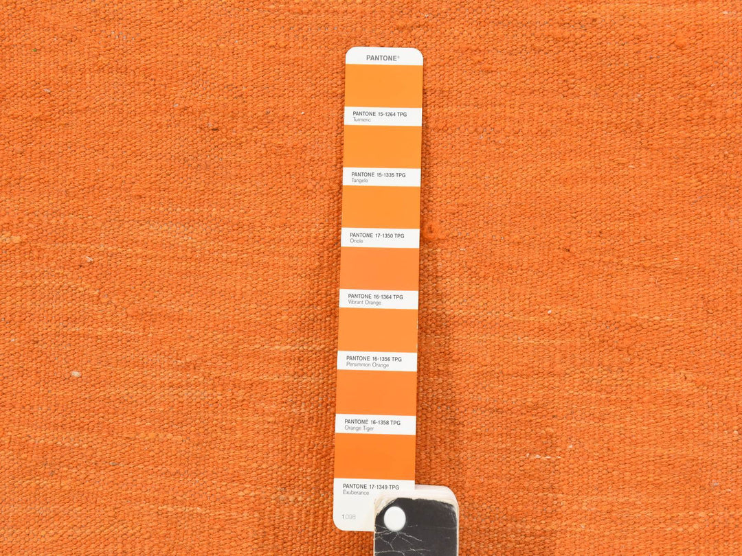 6'4" x 9'9" New Hand Woven Orange Wool Rectangle Oriental Rug - MOA10278870