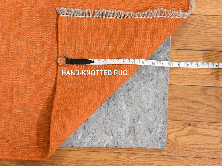6'4" x 9'9" New Hand Woven Orange Wool Rectangle Oriental Rug - MOA10278870