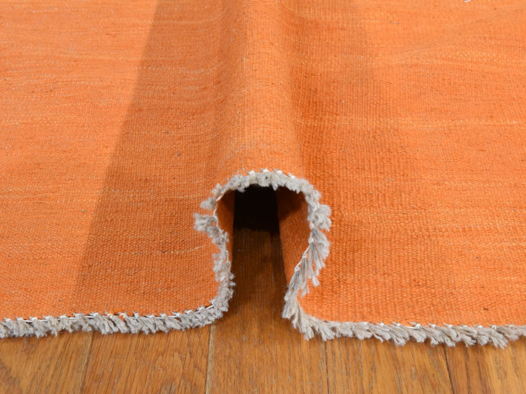 6'4" x 9'9" New Hand Woven Orange Wool Rectangle Oriental Rug - MOA10278870