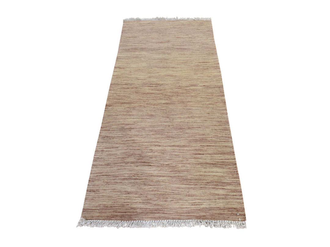 2'6" x 6'5" New Hand Woven Brown Wool Runner Oriental Rug - MOA10278871