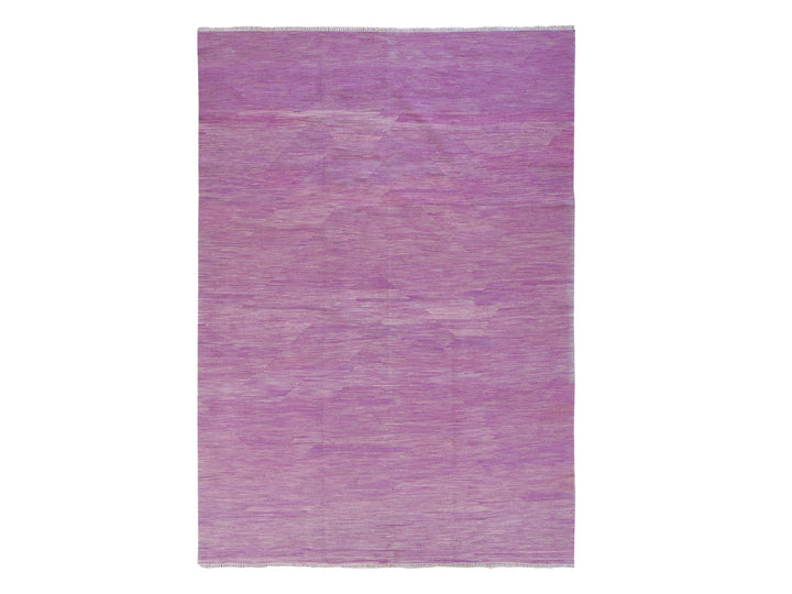 6'8" x 9'8" New Hand Woven Purple Wool Rectangle Oriental Rug - MOA10278872