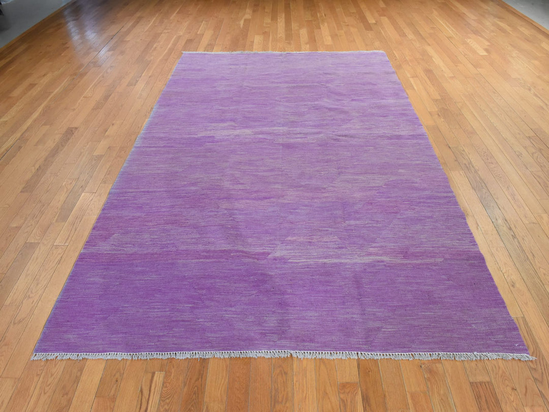 6'8" x 9'8" New Hand Woven Purple Wool Rectangle Oriental Rug - MOA10278872