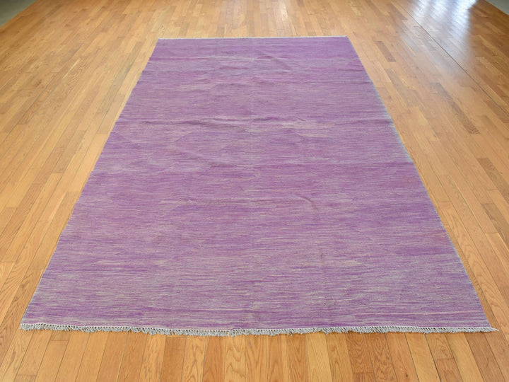 6'8" x 9'8" New Hand Woven Purple Wool Rectangle Oriental Rug - MOA10278872