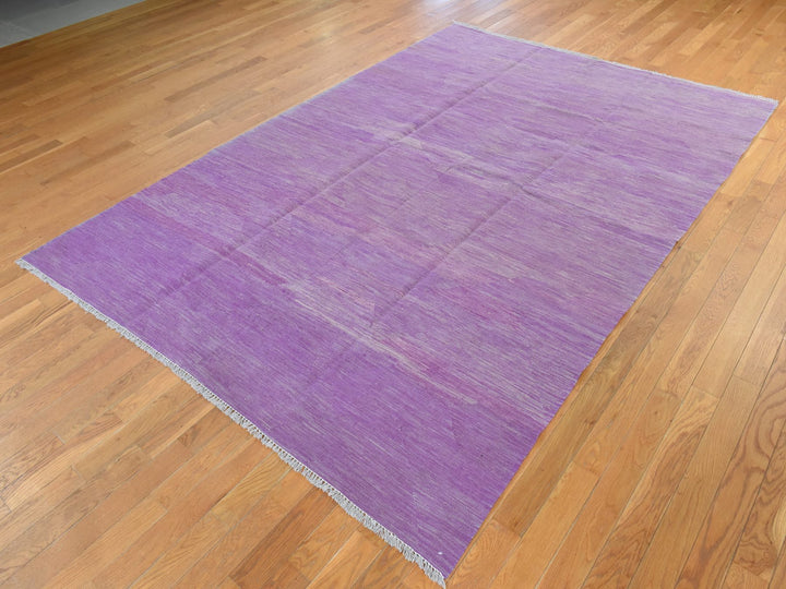 6'8" x 9'8" New Hand Woven Purple Wool Rectangle Oriental Rug - MOA10278872