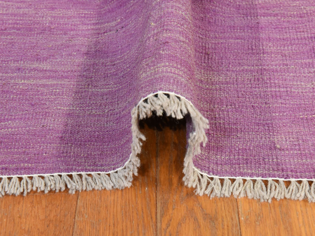 6'8" x 9'8" New Hand Woven Purple Wool Rectangle Oriental Rug - MOA10278872