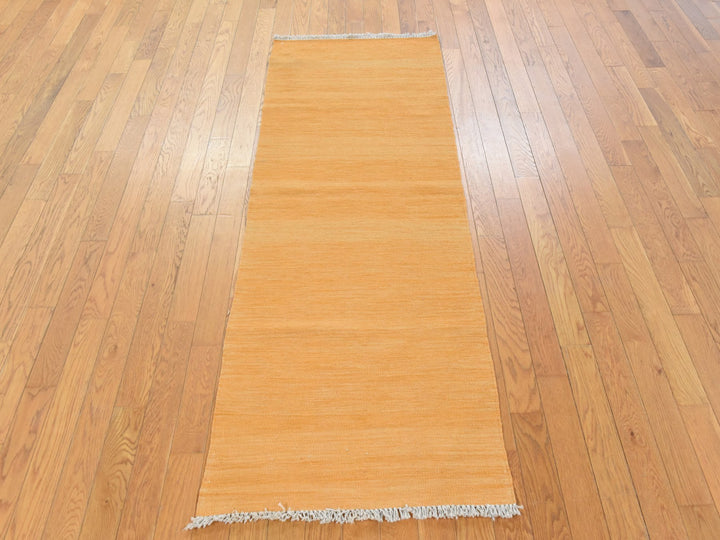 2'4" x 6'4" New Hand Woven Yellow Wool Runner Oriental Rug - MOA10278873