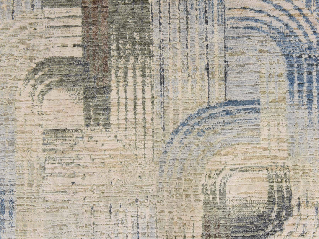 3'1" x 5'0" New Hand Knotted Ivory Wool & Silk Rectangle Oriental Rug - MOA10278874