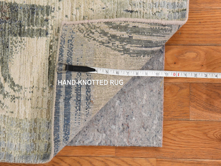3'1" x 5'0" New Hand Knotted Ivory Wool & Silk Rectangle Oriental Rug - MOA10278874