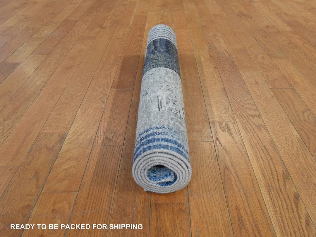 3'1" x 5'0" New Hand Knotted Ivory Wool & Silk Rectangle Oriental Rug - MOA10278874
