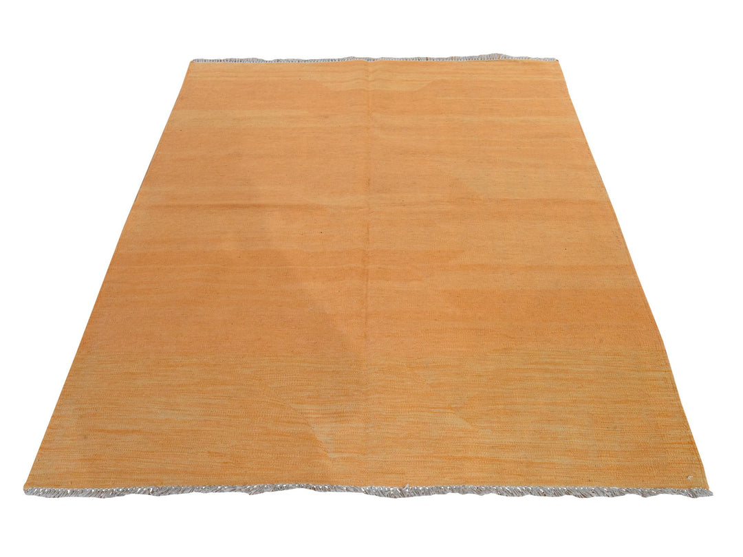 5'0" x 6'6" New Hand Woven Yellow Wool Rectangle Oriental Rug - MOA10278875