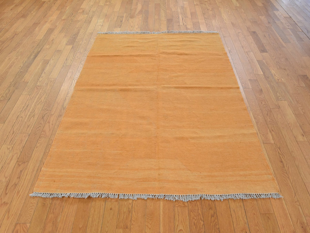 5'0" x 6'6" New Hand Woven Yellow Wool Rectangle Oriental Rug - MOA10278875
