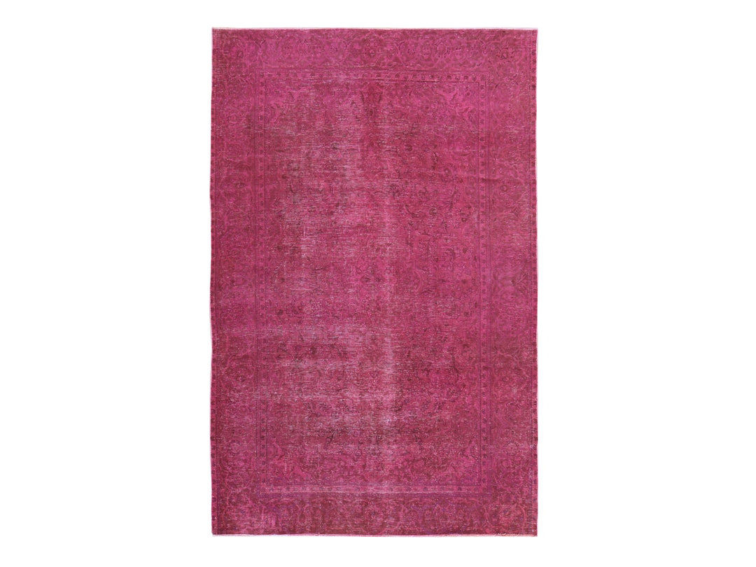 6'4" x 10'0" Vintage Hand Knotted Overdyed Wool Rectangle Oriental Rug - MOA10278877