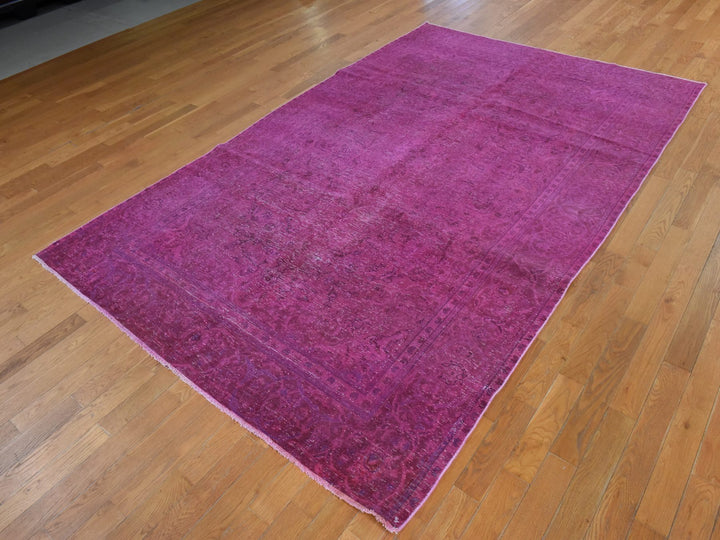 6'4" x 10'0" Vintage Hand Knotted Overdyed Wool Rectangle Oriental Rug - MOA10278877