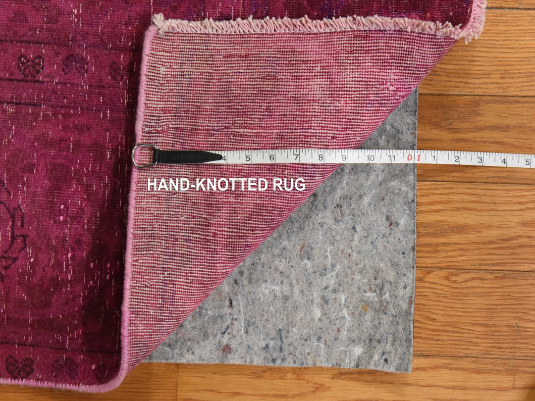 6'4" x 10'0" Vintage Hand Knotted Overdyed Wool Rectangle Oriental Rug - MOA10278877