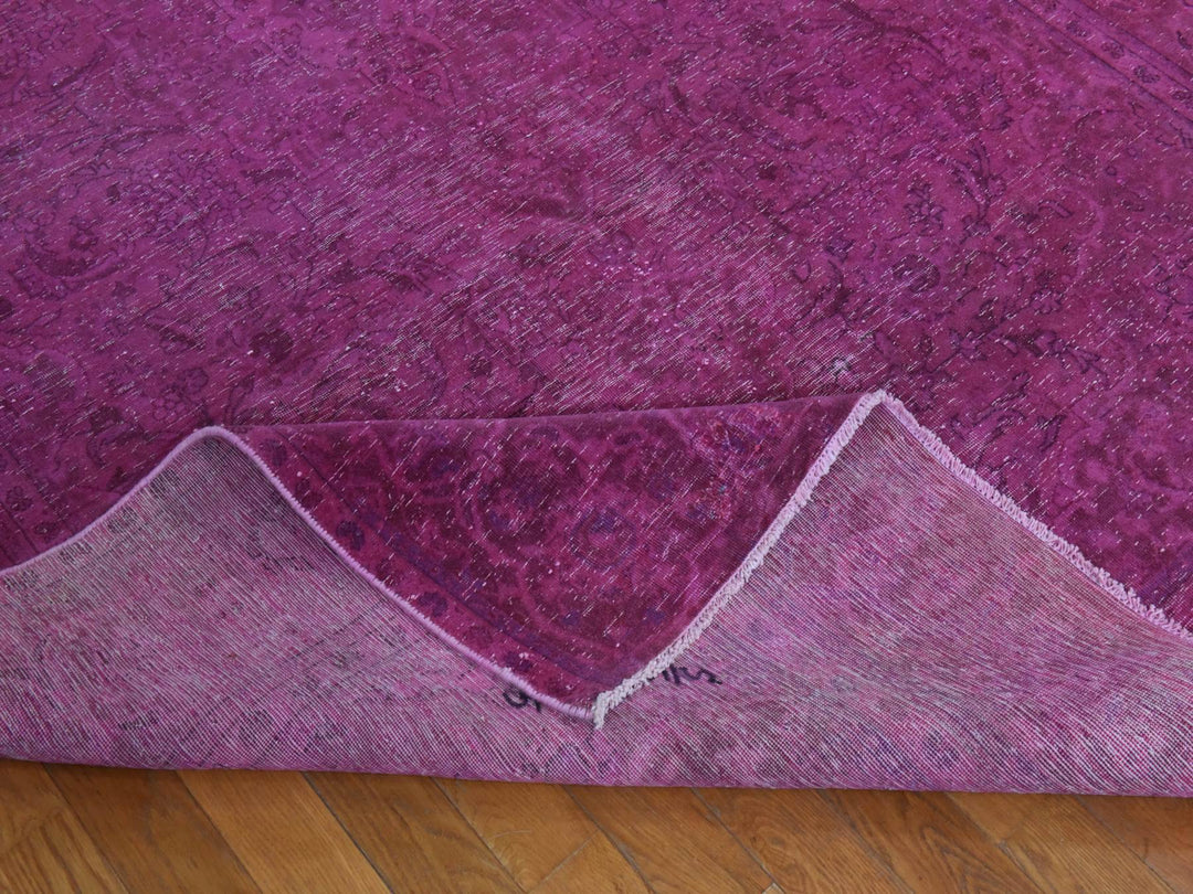 6'4" x 10'0" Vintage Hand Knotted Overdyed Wool Rectangle Oriental Rug - MOA10278877