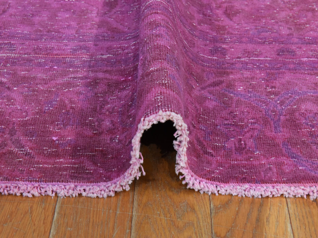 6'4" x 10'0" Vintage Hand Knotted Overdyed Wool Rectangle Oriental Rug - MOA10278877