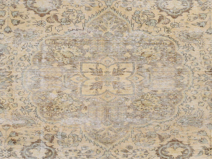6'8" x 9'8" Vintage Hand Knotted Beige Wool Rectangle Oriental Rug - MOA10278878