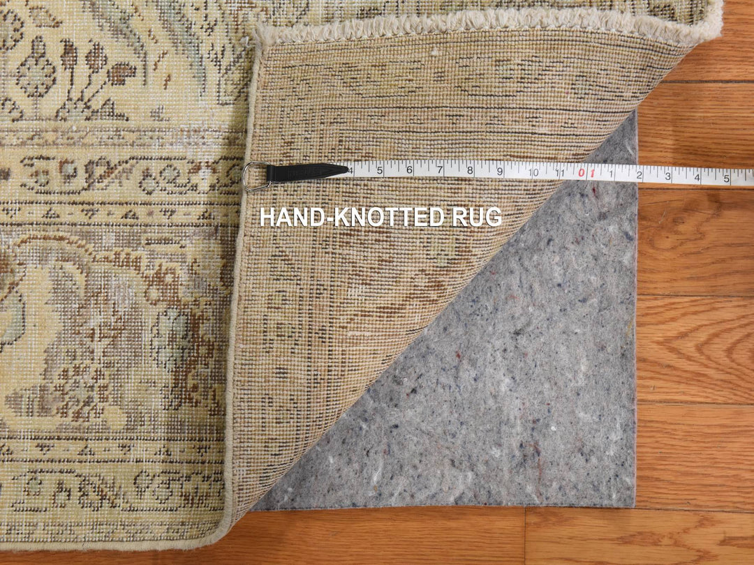 6'8" x 9'8" Vintage Hand Knotted Beige Wool Rectangle Oriental Rug - MOA10278878