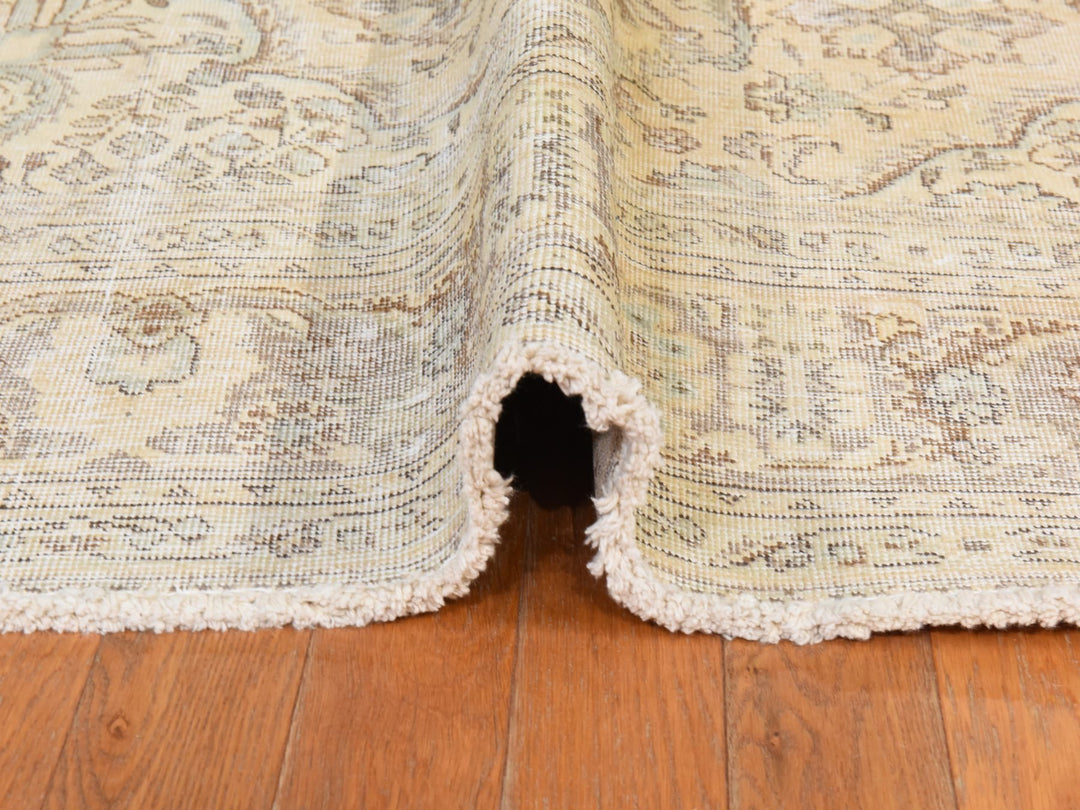 6'8" x 9'8" Vintage Hand Knotted Beige Wool Rectangle Oriental Rug - MOA10278878
