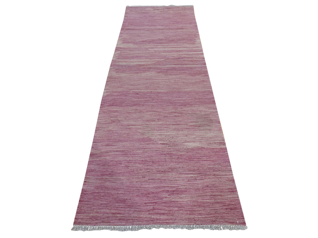 2'8" x 10'0" New Hand Woven Pink Wool Runner Oriental Rug - MOA10278882