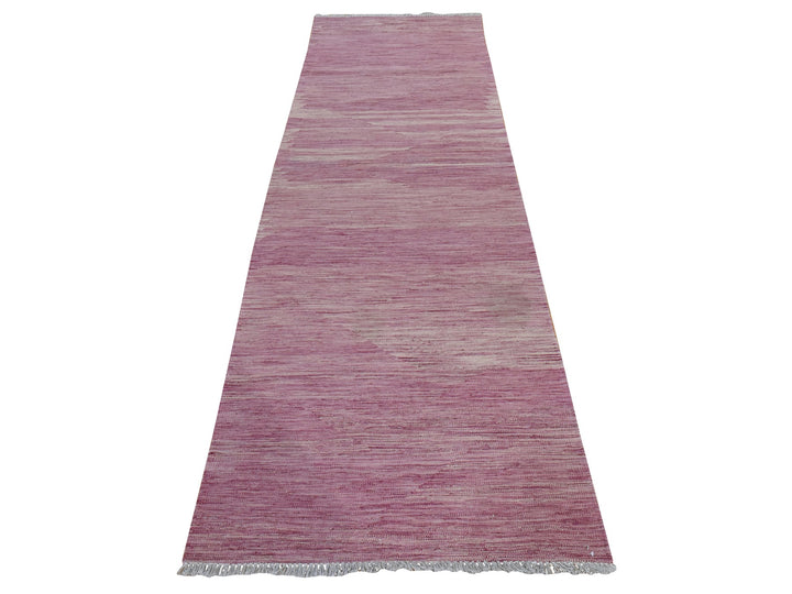 2'8" x 10'0" New Hand Woven Pink Wool Runner Oriental Rug - MOA10278882