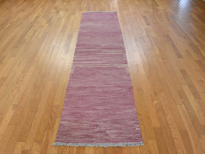 2'8" x 10'0" New Hand Woven Pink Wool Runner Oriental Rug - MOA10278882
