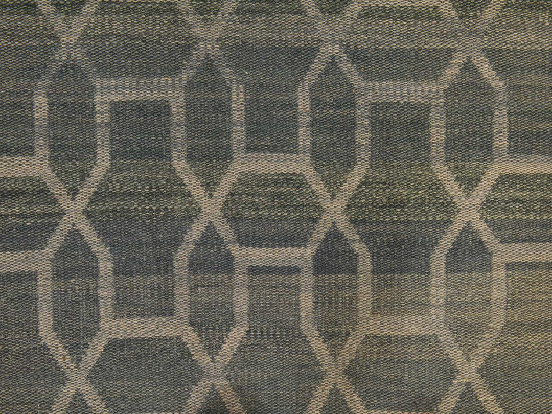 2'7" x 9'8" New Hand Woven Green Wool Runner Oriental Rug - MOA10278885