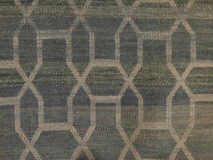 2'7" x 9'8" New Hand Woven Green Wool Runner Oriental Rug - MOA10278885