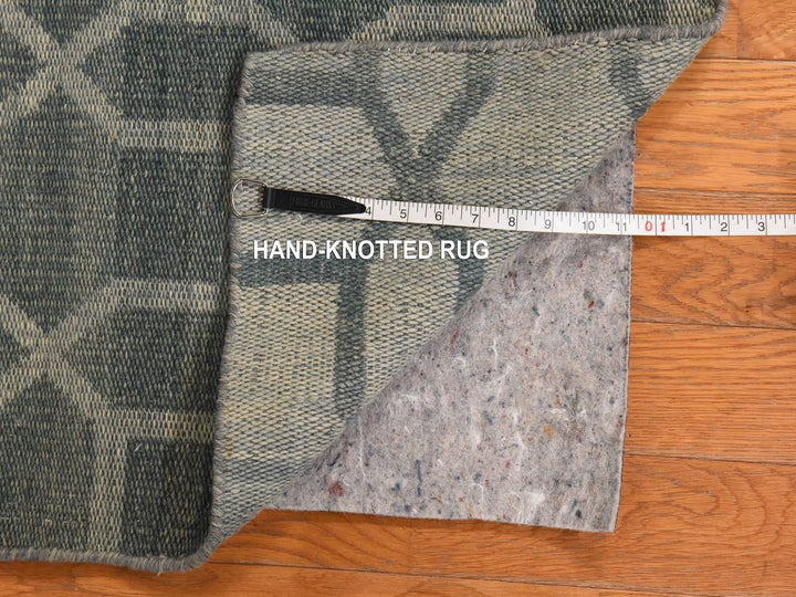 2'7" x 9'8" New Hand Woven Green Wool Runner Oriental Rug - MOA10278885