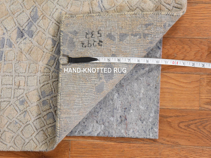 3'0" x 5'0" New Hand Knotted Beige Wool & Silk Rectangle Oriental Rug - MOA10278886