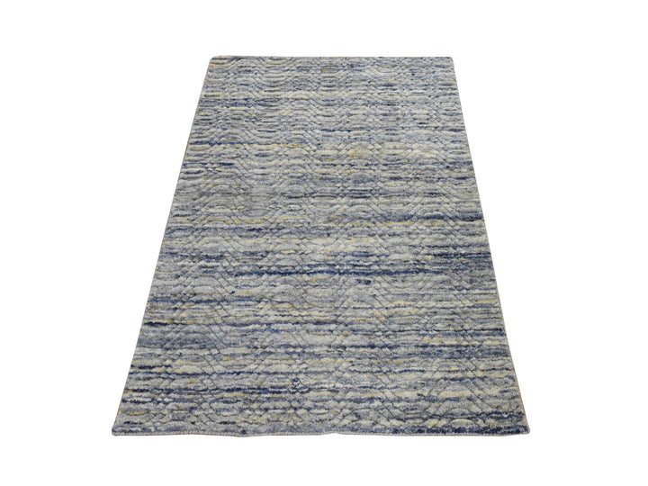 3'0" x 5'0" New Hand Loomed Blue Wool Rectangle Oriental Rug - MOA10278887