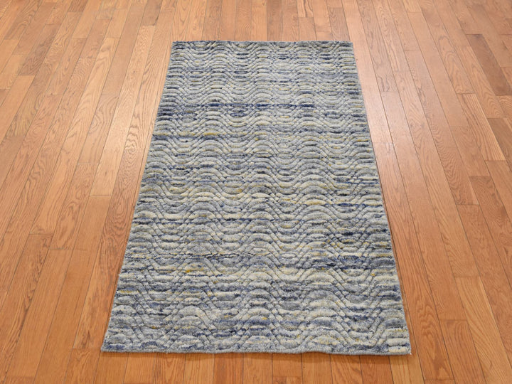 3'0" x 5'0" New Hand Loomed Blue Wool Rectangle Oriental Rug - MOA10278887