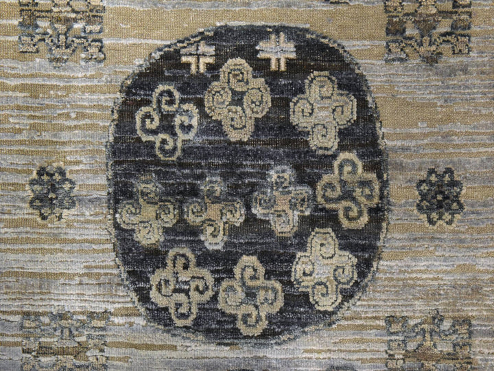 3'0" x 5'2" New Hand Knotted Grey Wool & Silk Rectangle Oriental Rug - MOA10278888