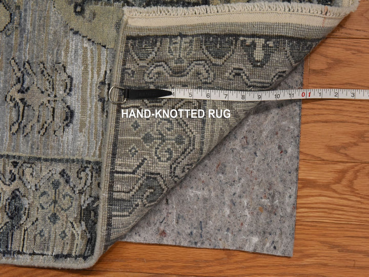 3'0" x 5'2" New Hand Knotted Grey Wool & Silk Rectangle Oriental Rug - MOA10278888